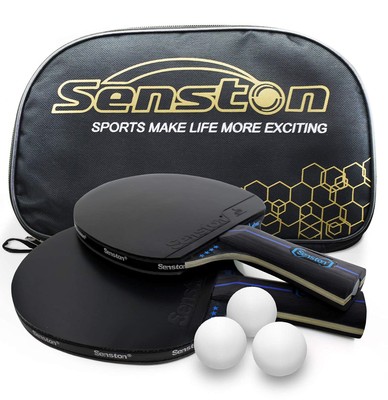 Senston Tischtennis Schläger Set, Profi 2 Tischtennisschläger und 3 T