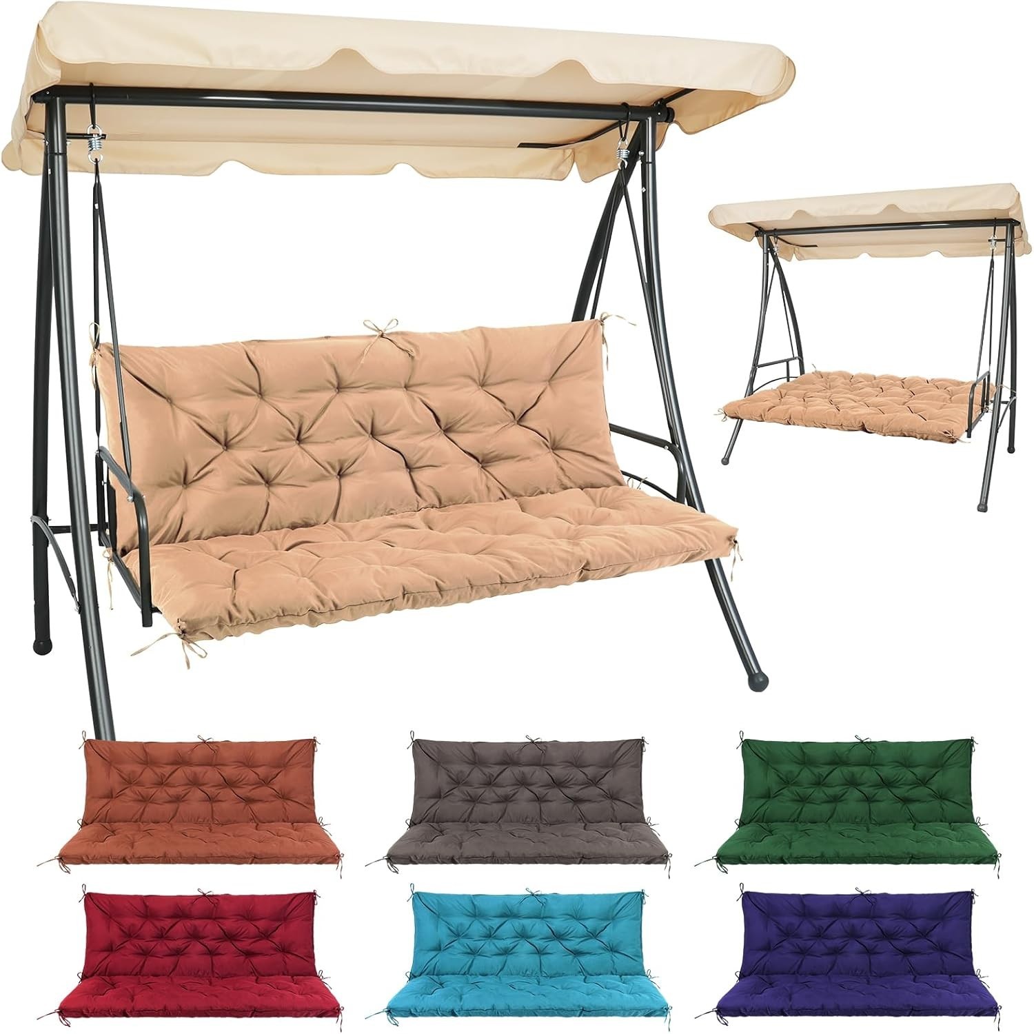 150CM*100CM 2-3 Plazas Banco Columpio Asiento Cojín Jardín Muebles Almohadilla Respaldo Reino Unido