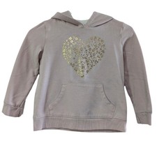 Cat  Jack Girl's Hoodie Sweatshirt, Light Pink, Gold Floral Heart, Small 6/6X