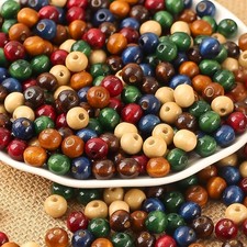 1000PCS Colorful Wooden Beads 8mm Assorted Macrame Wooden Loose Spacer Bead N...