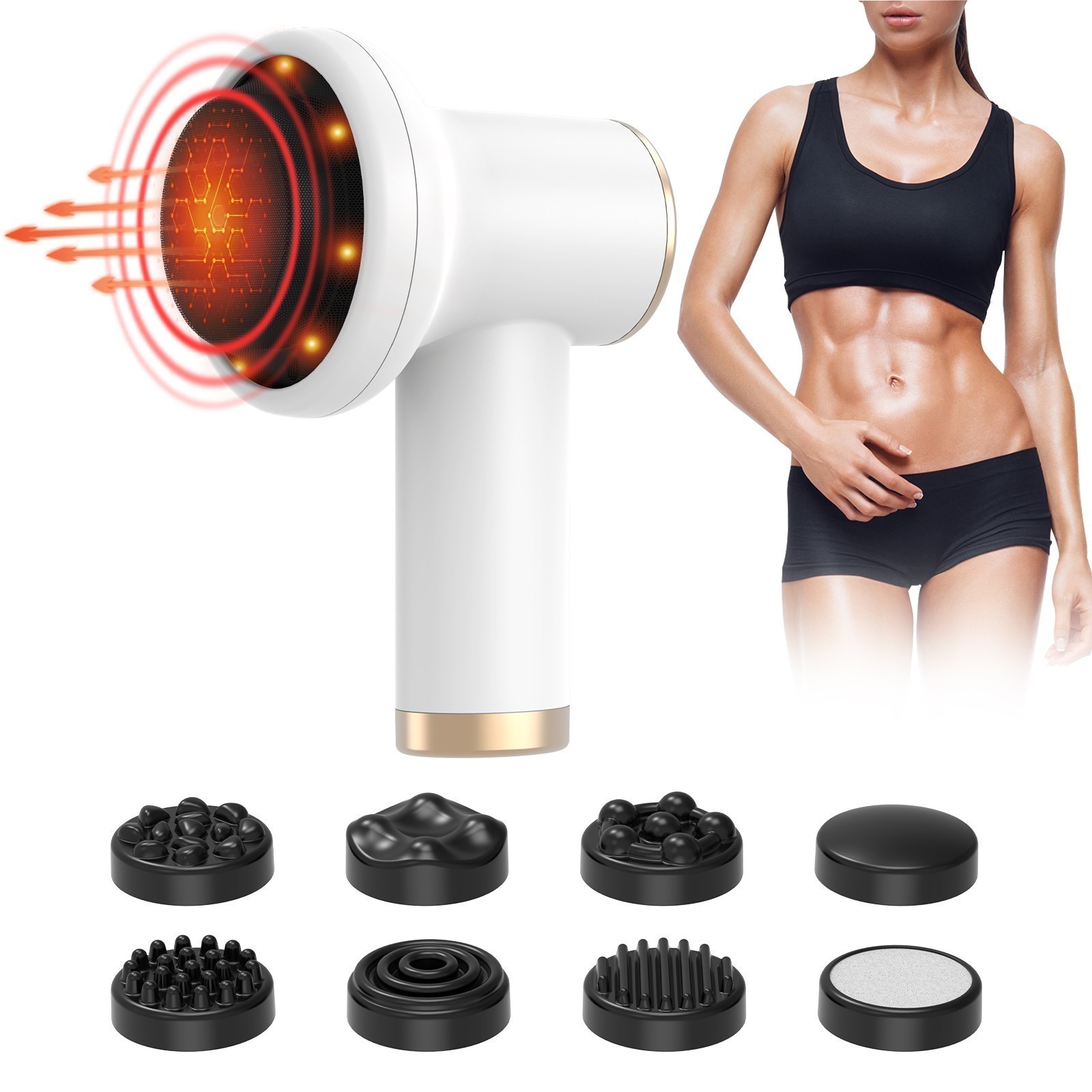 Handheld Cellulite Massager-Cordless 9 Modes 8 Heads 1800mAh