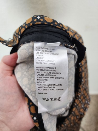 Anthropologie Essential Pantalone Slim Donna 8 Marrone Geometrico Elasticizzato Zip Laterale - Foto 8 di 9