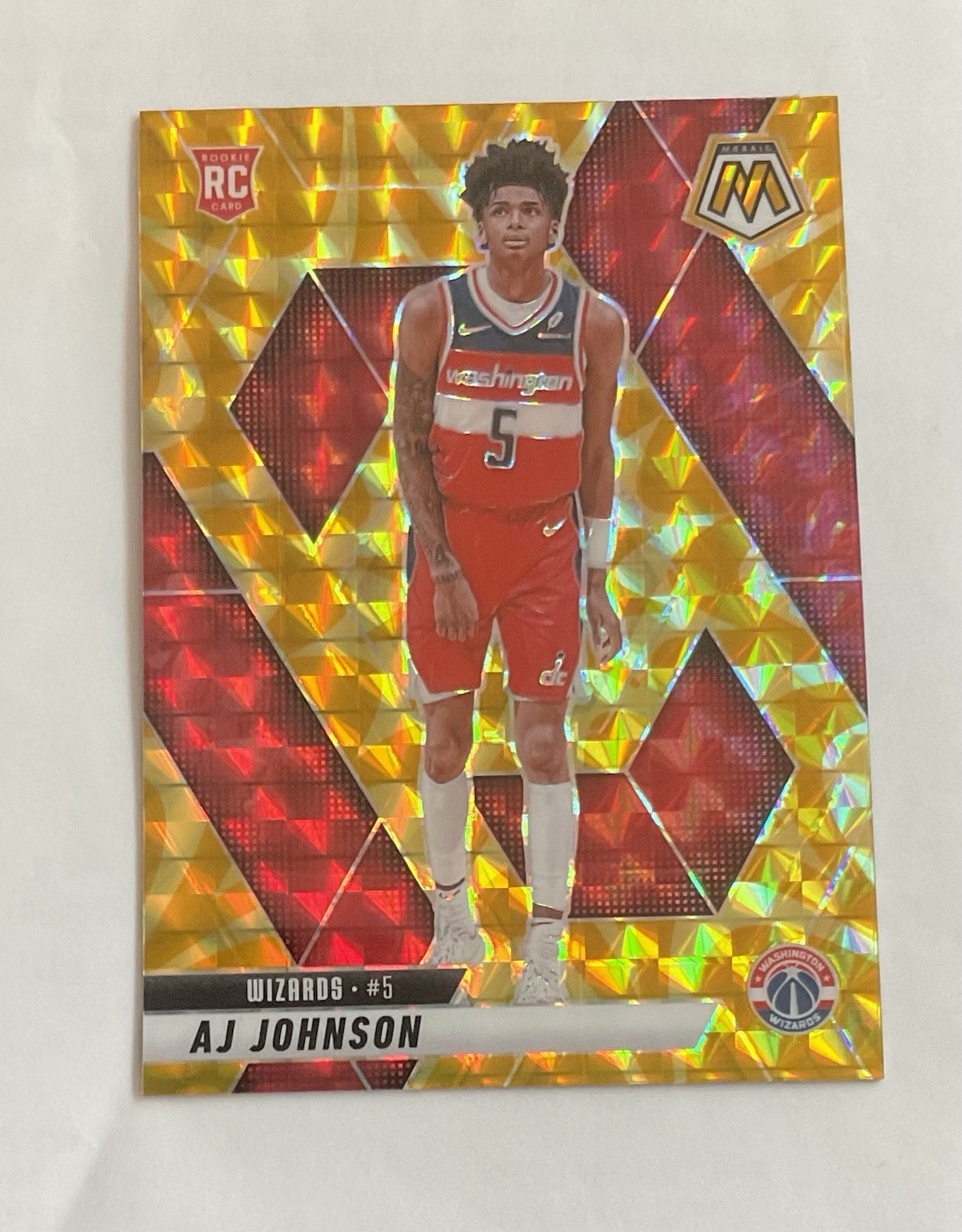 2024-25 Panini Mosaic AJ Johnson Yellow Reactive Prizm Rookie #215 Wizards RC