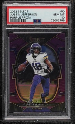2022 Panini Select Concourse Purple Prizm 38/75 Justin Jefferson #50 0vc5