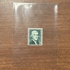 Raro francobollo da 1 centesimo Thomas Jefferson 1968 verde mai usato, Scott #1299 OGMNH
