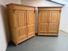 A Rare Pair of Victorian Antique/Old Pine Knockdown Wardrobes to Wax / Paint