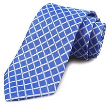 Men's Plaid Striped Tie Floral Patterned Business Designer One Size Blue Plaid
