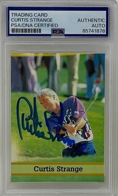 Curtis Strange Signed 1993 FAX PAX Golf Card #10 PGA 1988 1989 US Open Champ PSA