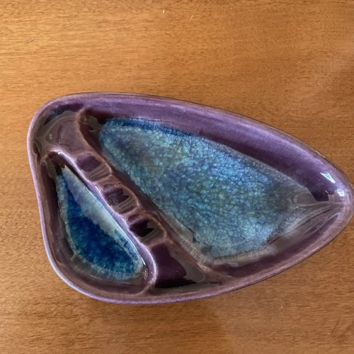 Vintage Royal Haeger 5” Ashtray Drip Glaze #112 USA 1960s Brown Blue