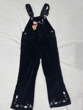 vintage girls size 5 Winnie the Pooh black velvet overalls kids