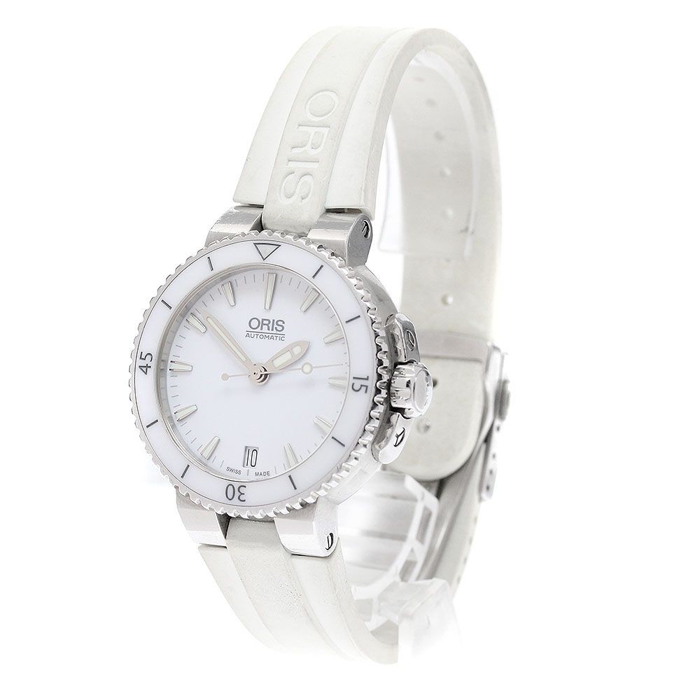 Oris Aquis 7652 Automatic Watch White Dial 36mm SS Rubber Boys