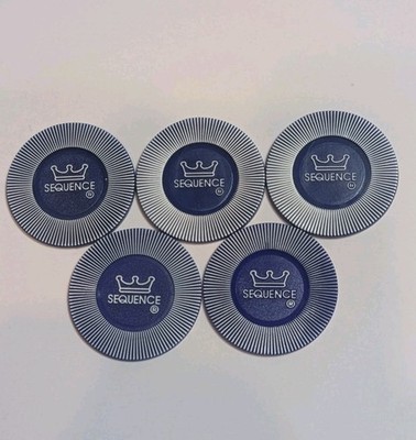 5 Blue Sequence GIANT Edition Game Replacement 1 1/2'' Chips 
