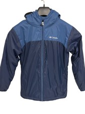 Columbia Jacket Youth Large 14/16 Blue Full Zip Hooded Fleece Lined Outdoor