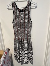 Issa London Graphic Print Knit Dress - Sleeveless, Black/White/Red Size M