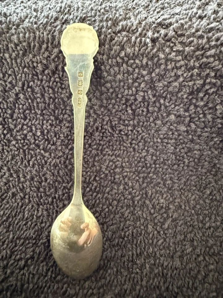 "Cuchara de recuerdo vintage de plata esterlina de Inglaterra - tapa esmaltada Tudor Rose - 3,75""" Foto 4 de 4