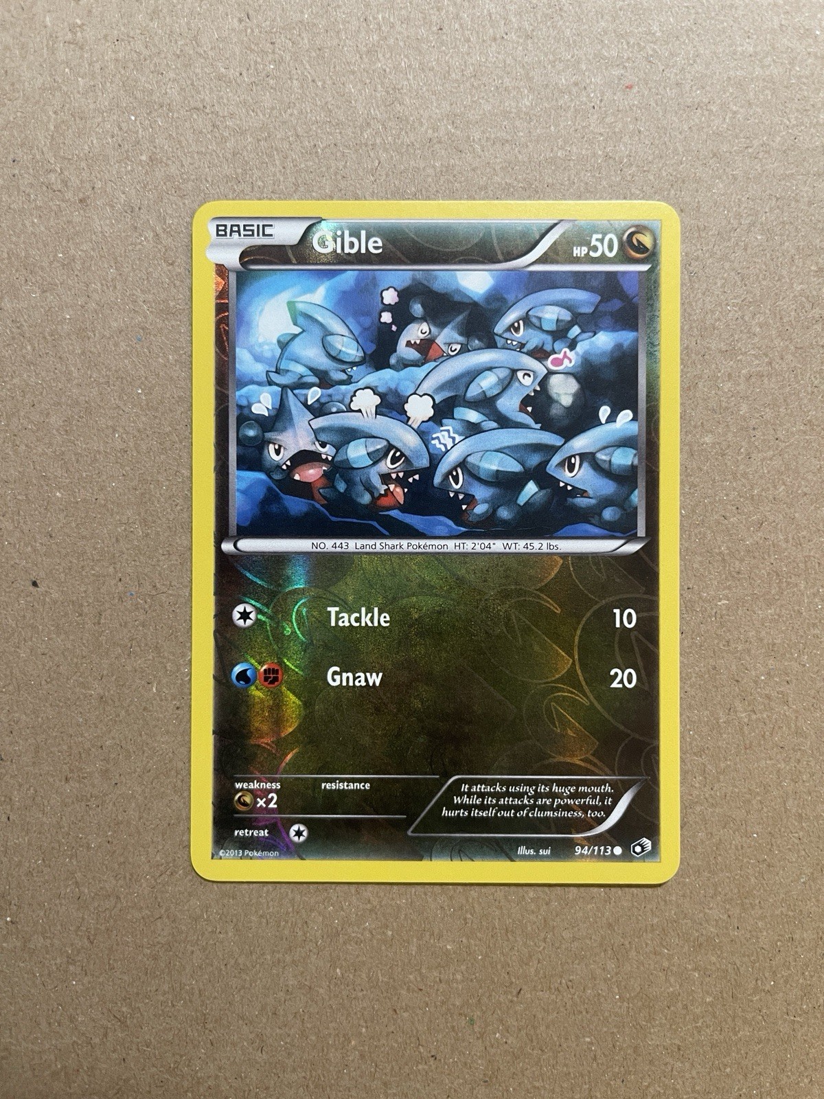 Gible 94/113 Reverse Holo B&W Legendary Treasures Pokemon Card Near Mint