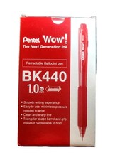 Pentel Wow Retractable Ballpoint Pen, 1.0mm , Medium Line, Red Ink, Box of 12