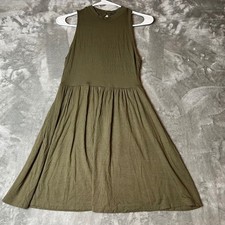 Forever 21 Olive Green Knit Mock Neck Sleeveless A Line Dress Size Small