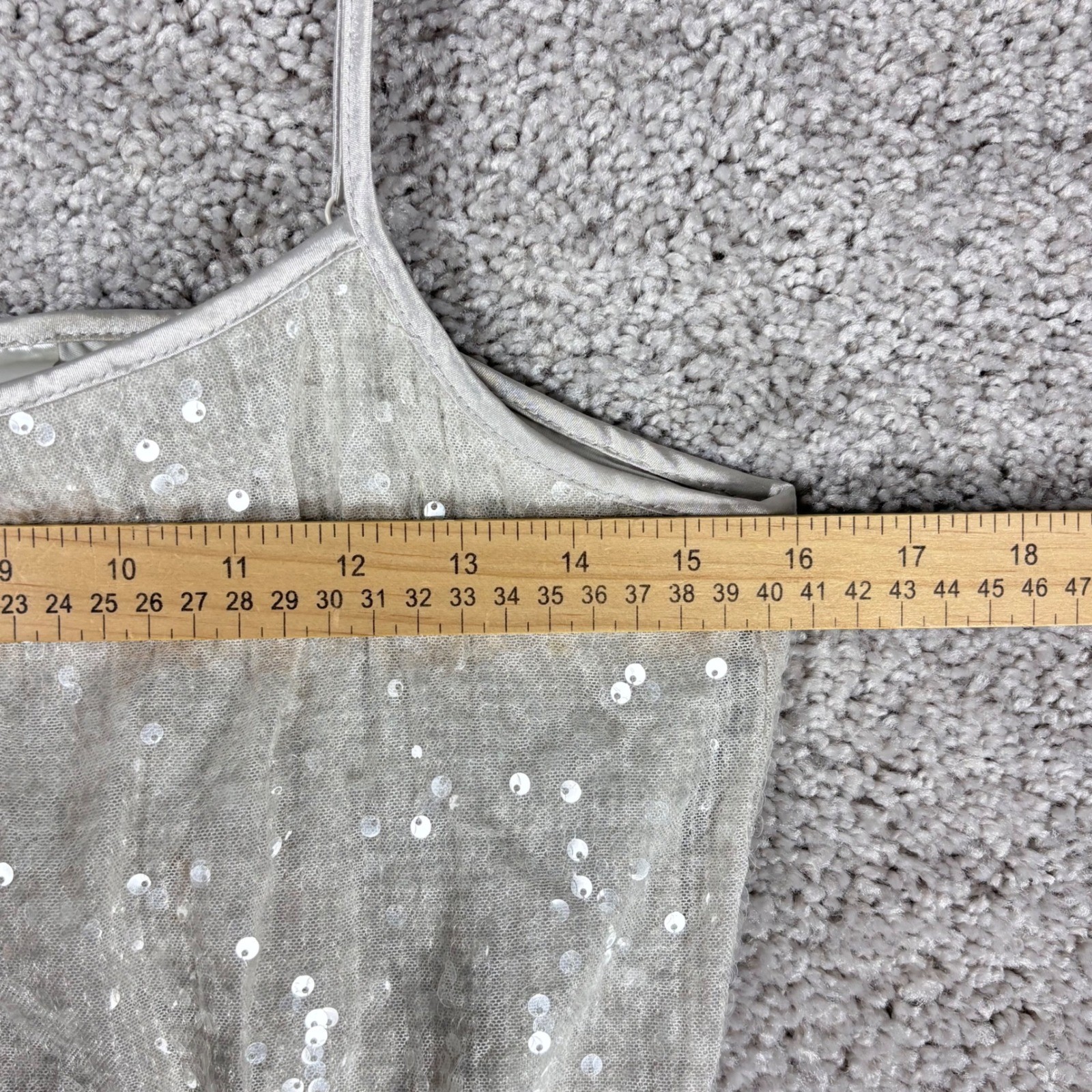 H&M Divided Silver Sequin Mini Dress Spaghetti Straps Party Clubwear (READ) thumbnail 8