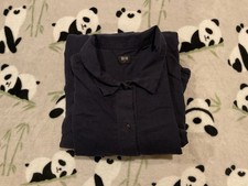 Uniqlo Women’s Midi Dress Size Medium Navy Blue Dark Wash Denim Shirt Button Up