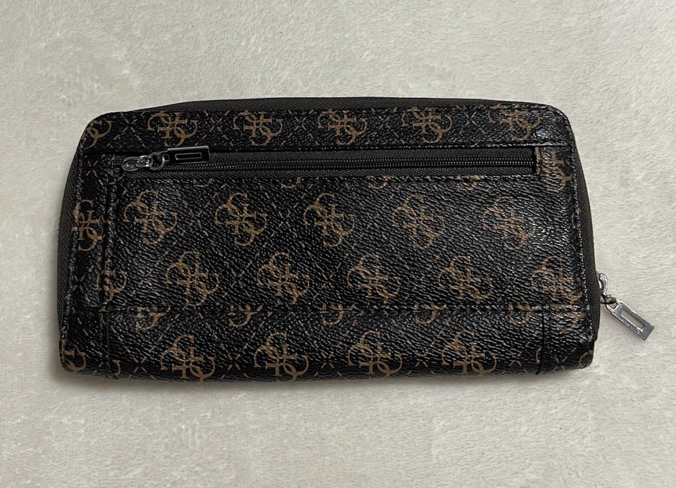 GUESS Cartera Monograma Cremallera Cartera - Marrón/Beige Logo Foto 2 de 3