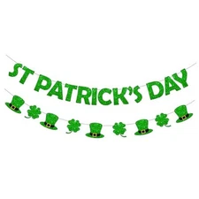 KatchOn, Pre-Strung Glitter St Patrick's Day Banner - 10 Feet, 2 Strings | St 