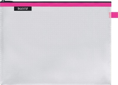 Leitz WOW Reise Zip-Beutel Kosmetiktasche Kulturbeutel transparent Pink 30x23 cm