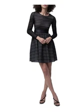 FRENCH CONNECTION Womens Black Long Sleeve Mini Evening Fit + Flare Dress 8