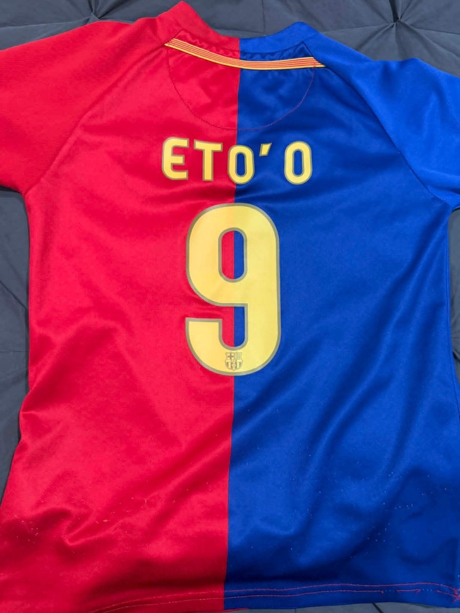 FC Barcelona Eto'o 9 Nike Home Jersey Blue Red Half Split Youth