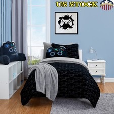 Kids Reversible Quilt Set W/ Sheets 5 Piece Gamer Design Bedding Set Children US