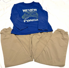 Levi's Boys 2pc Outfit Set L 12-13 Blue Graphic Tee Beige Joggers