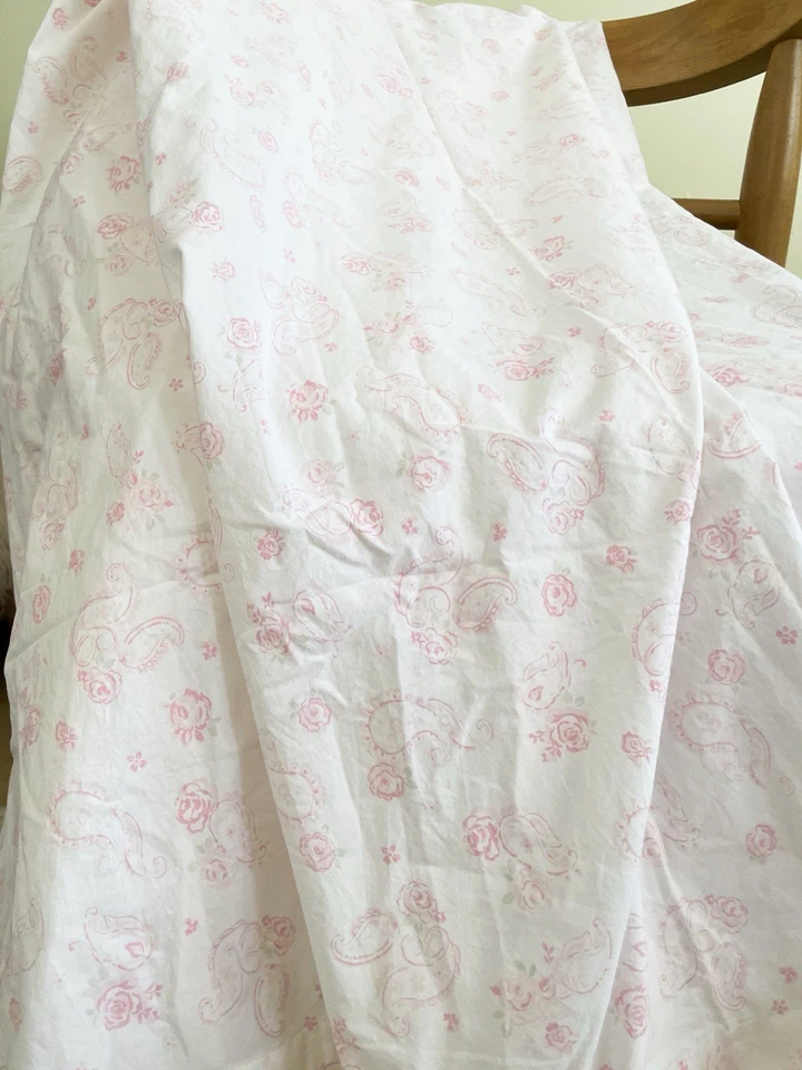 Simply Shabby Chic Twin Flat Fitted Sheet Pink Floral Paisley Rachel Ashwell - Image 2 of 4