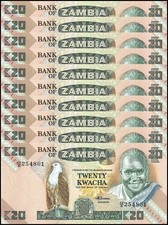 Zambia 20 Kwacha, 1980-1988 ND, P-27e, UNC X 10 PCS