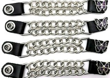 4 PURPLE BUTTERFLY WOMEN'S DOUBLE CHAIN MOTORCYCLE BIKER VEST EXTENDERS USA MADE