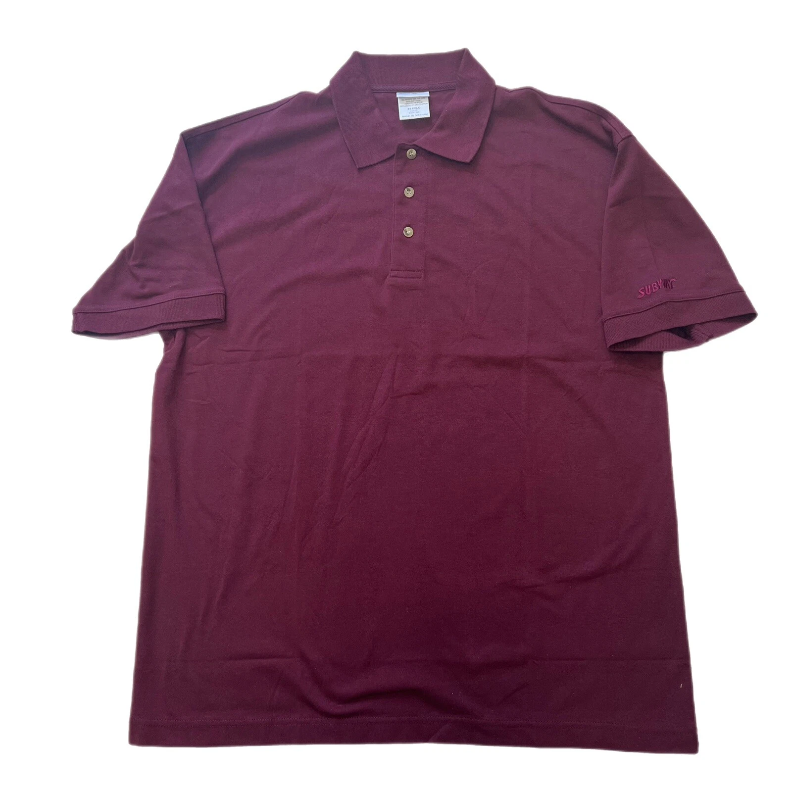 NEW Subway Size L Adult Uniform Polo Shirt Short Sleeve Work Burgundy Red