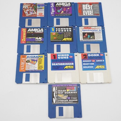 Lot of 10  Amiga Games/Software 3.5'' Floppy Disks Games Commodore Cover Disk