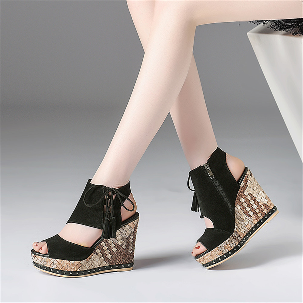 Fashion Wedges Europä Sandalen Schnürer Keilabsatz Platform Loch Faux-Wildleder Fashion Wedges Europä Sandalen Schnürer Keilabsatz Platform Loch Faux-Wildleder