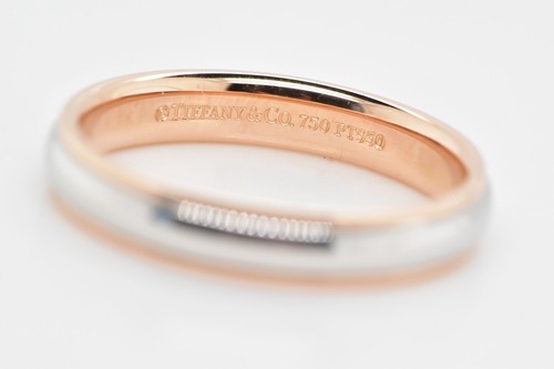 TIFFANY & Co. Classic Platinum 18K Rose Gold 4mm Lucida Wedding Band Ring Sz 9.5 - Picture 3 of 13