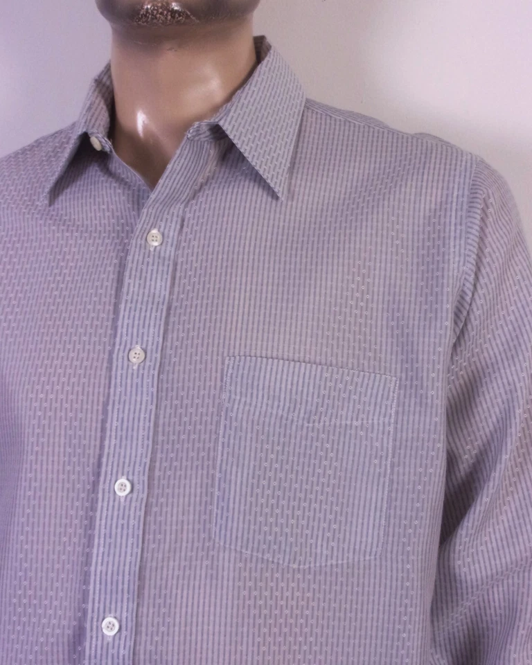 vintage 70s JC Penney Satin Touch Shirt Button Front Up Down Mod L 16.5 32/33 - Image 2 of 4