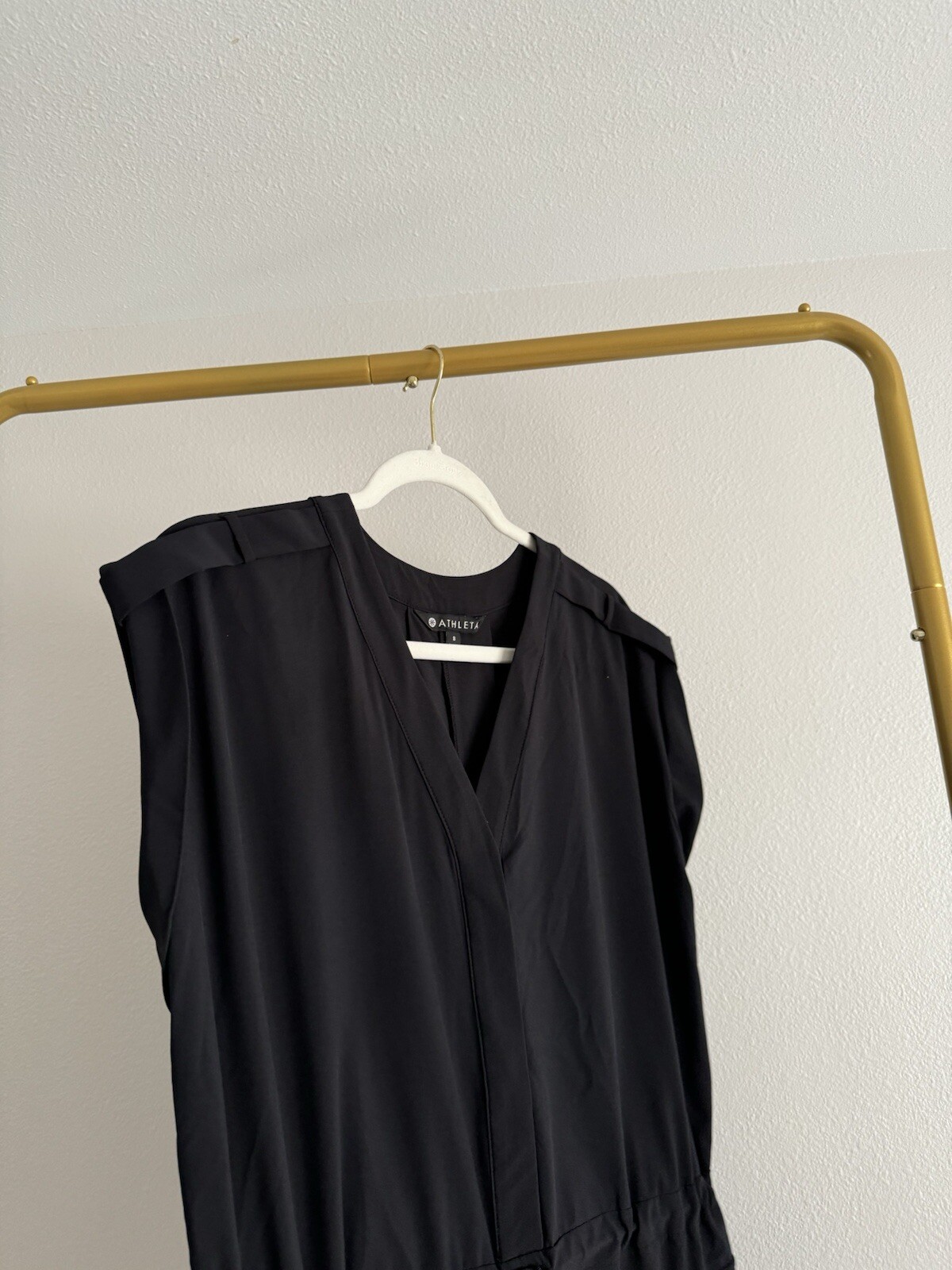 Athleta Sutton Black One piece Drawstring Romper … - image 4