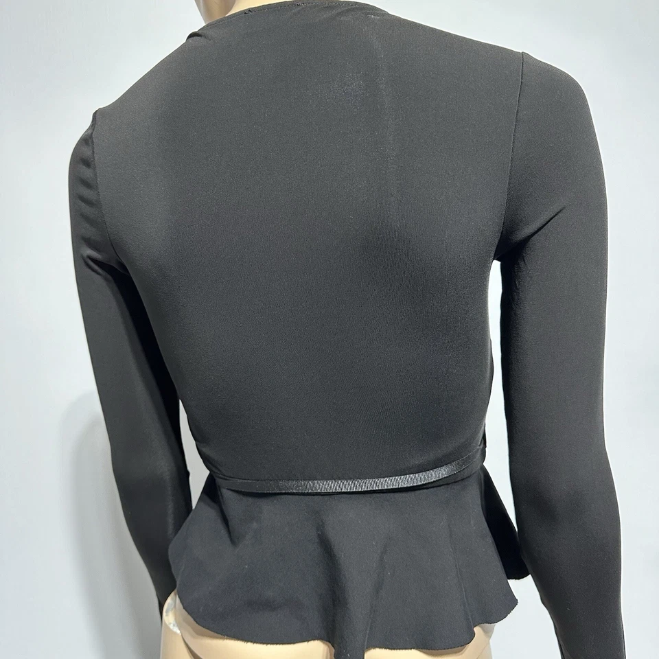 Blusa envolvente negra RED VALENTINO para mujer talla XS peplum lazo cintura manga larga Foto 4 de 4