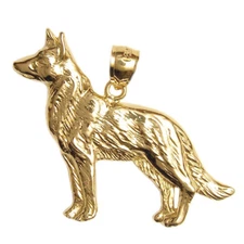 New 14k Yellow Gold German Shepherd Dog Pendant