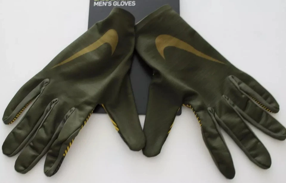Nike Base Layer Gloves Men's Large Olive Canvas/Yellow Ochre/Olive Flak - Image 3 of 4