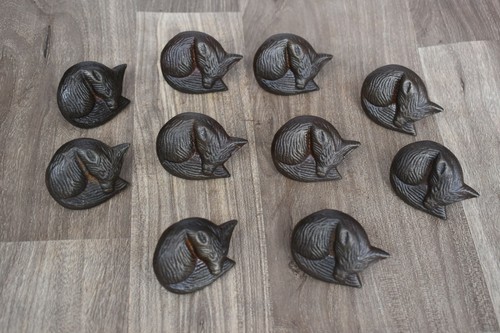 Iron door knobs cast cabinet Fox drawer handles pull rustic hardwar 10 pcs - Picture 3 of 6