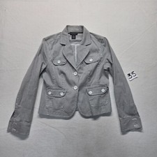 Rafaella Petites Gray Blazer Jacket Single-Breasted Cotton Blend Women Size 8P