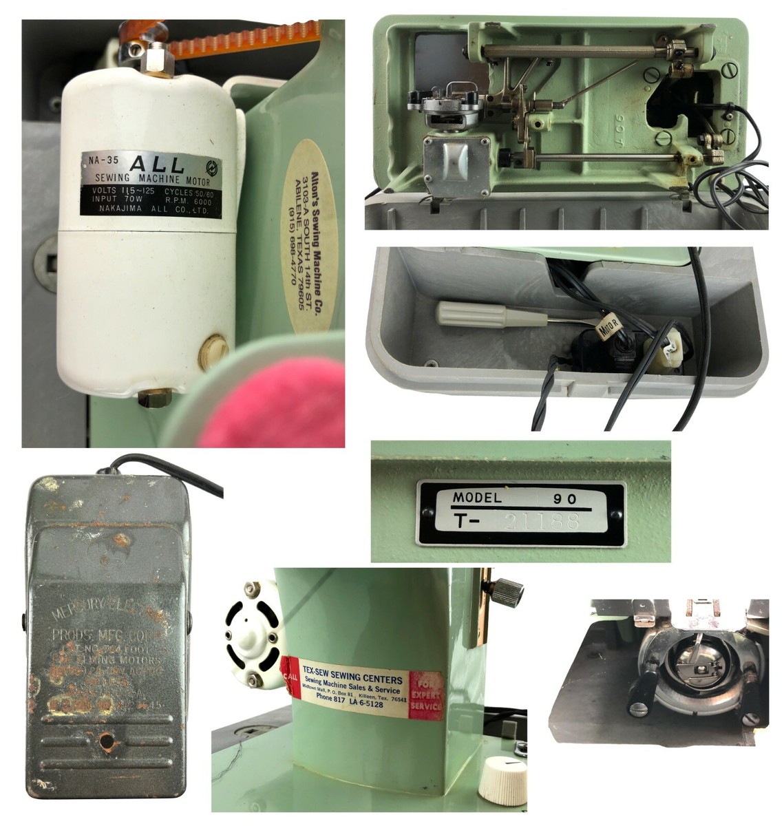 【新品未使用】CAZAR MOD.9080 Col.3 Vintage Riccar Model 90 Mint Green Sewing Machine w/ Case