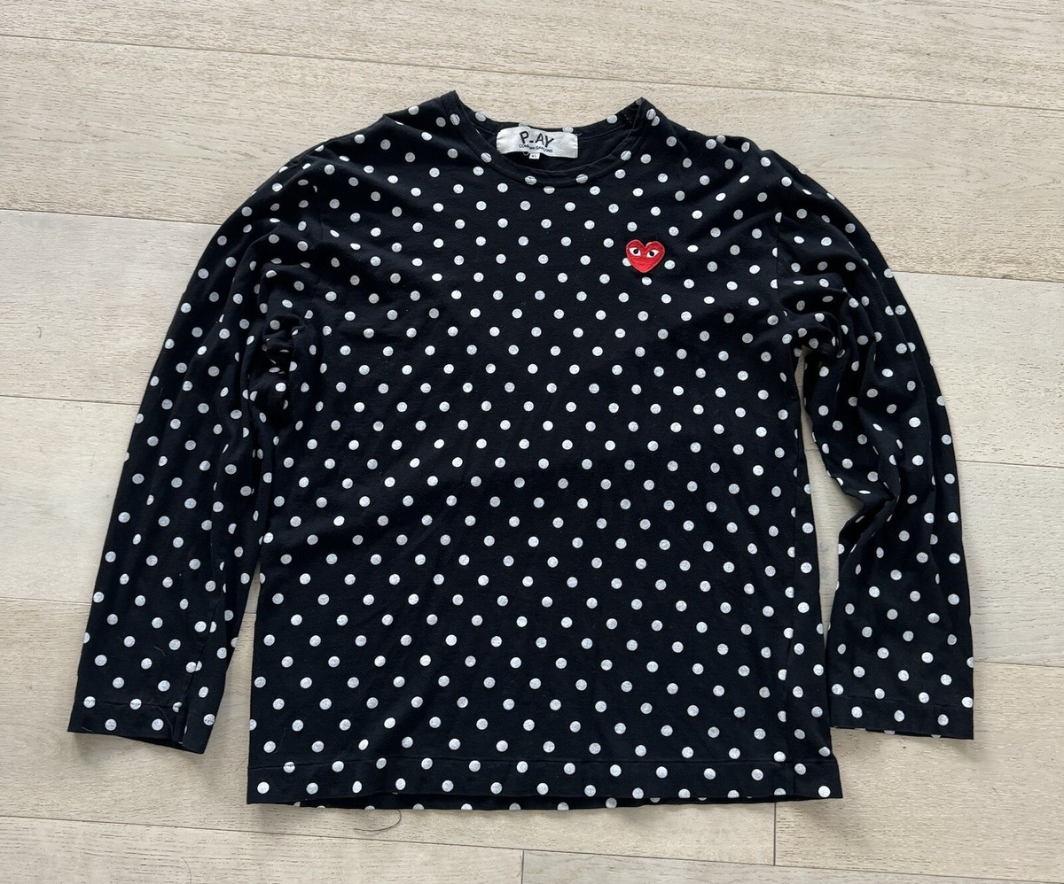 Comme Des Garcons PLAY Long Sleeve Polka Dot T-shirt Black Size XL