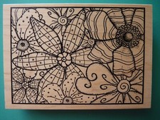 Floral Collage Framed, Large OUTLINES Rubber Stamp