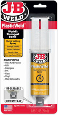 J-B Weld 50132 Plasticweld Quick-Setting Epoxy Syringe - Translucent Yellow - 25