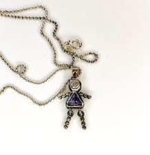 925 Sterling Silver Birthstone Baby Amethyst Pendant Charm Italy Necklace 24  